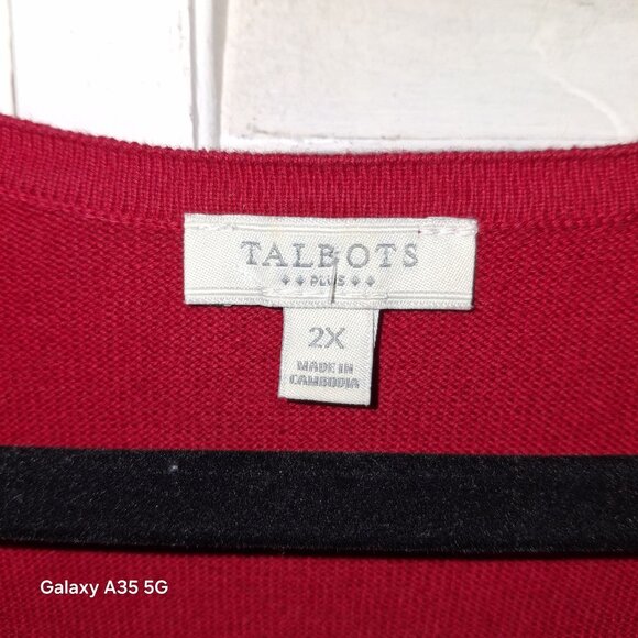Talbots Plus Women's Red V-Neck Sweater 2X Classic Elegant Office Business - Picture 4 of 8